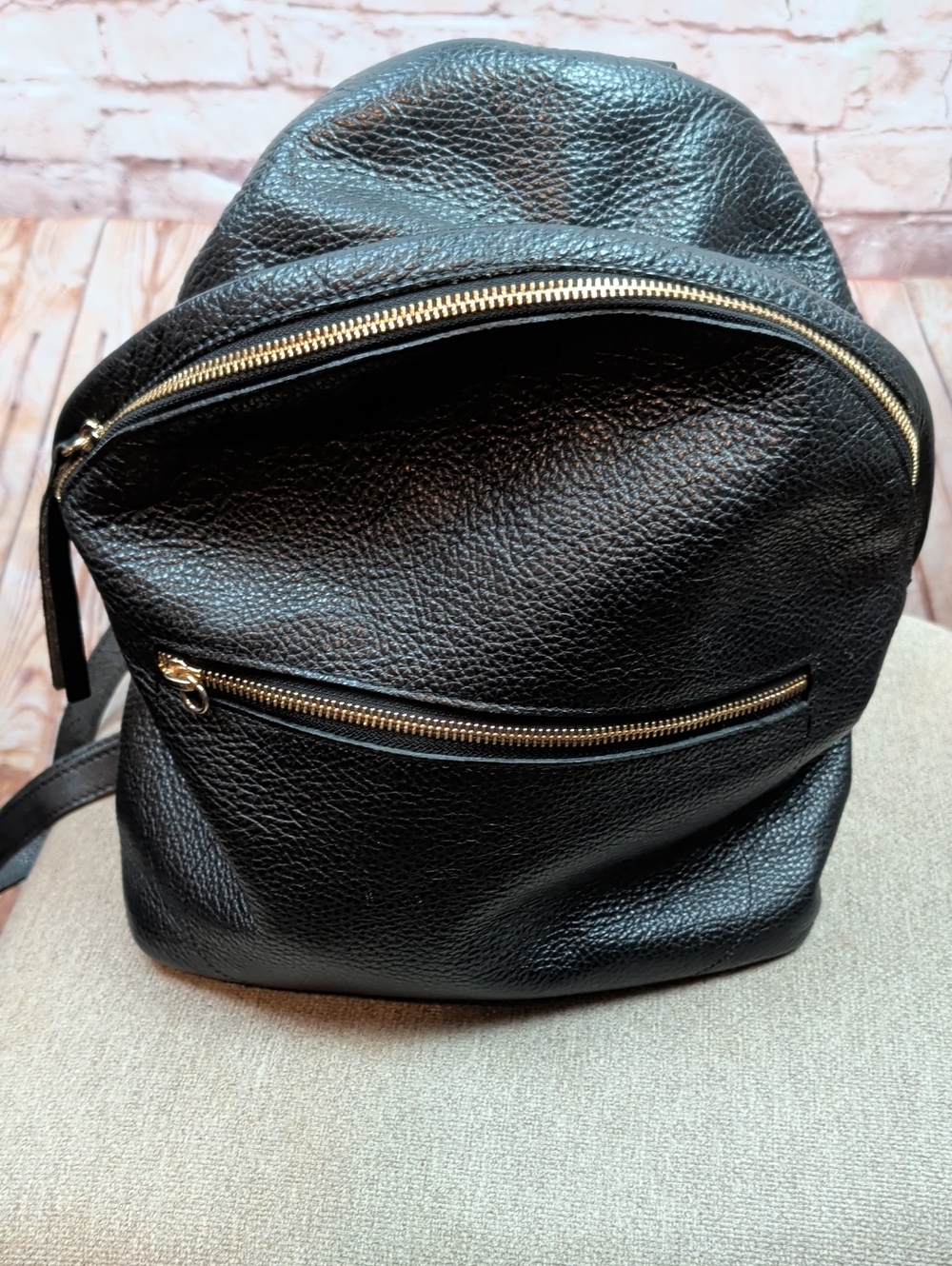 valentina Black Leather Backpack